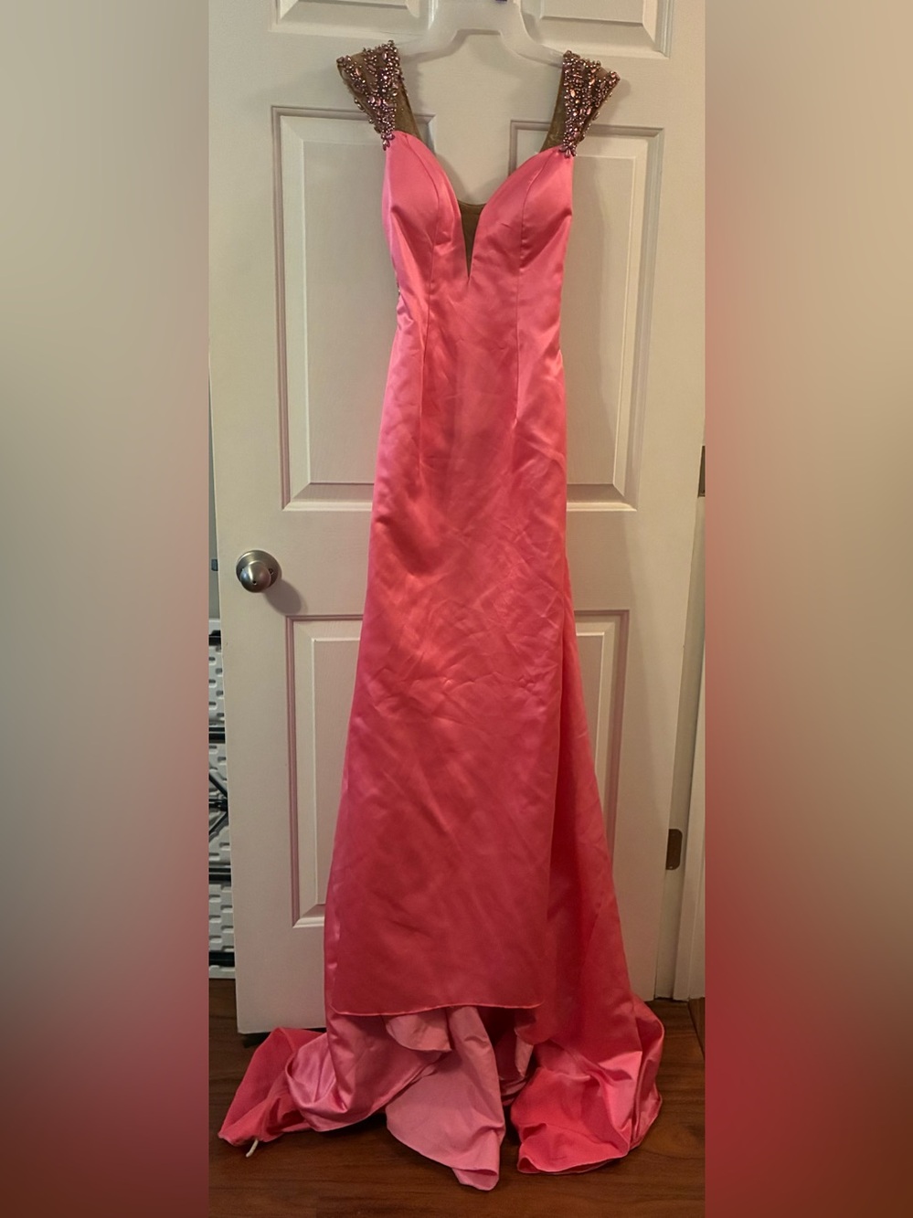 Sherri Hill Pink Satin Formal Dress